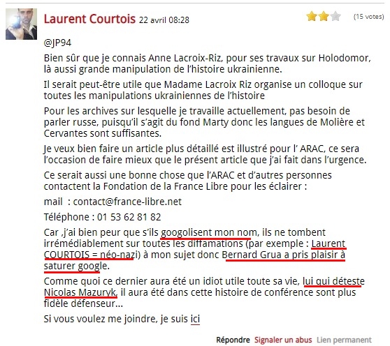 Le troll Laurent Courtois a été pris à son propre piège